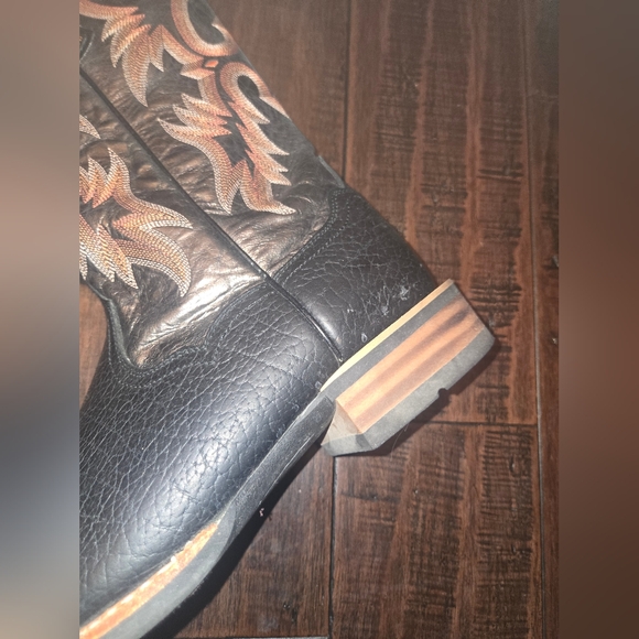 Ariat Black Leather Tombstone Western Cowboy Boots with Embroidered Design 10.5 - Picture 10 of 15